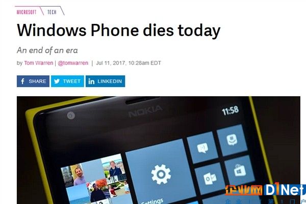 Windows Phone今天正式死亡！數(shù)百萬用戶被拋棄